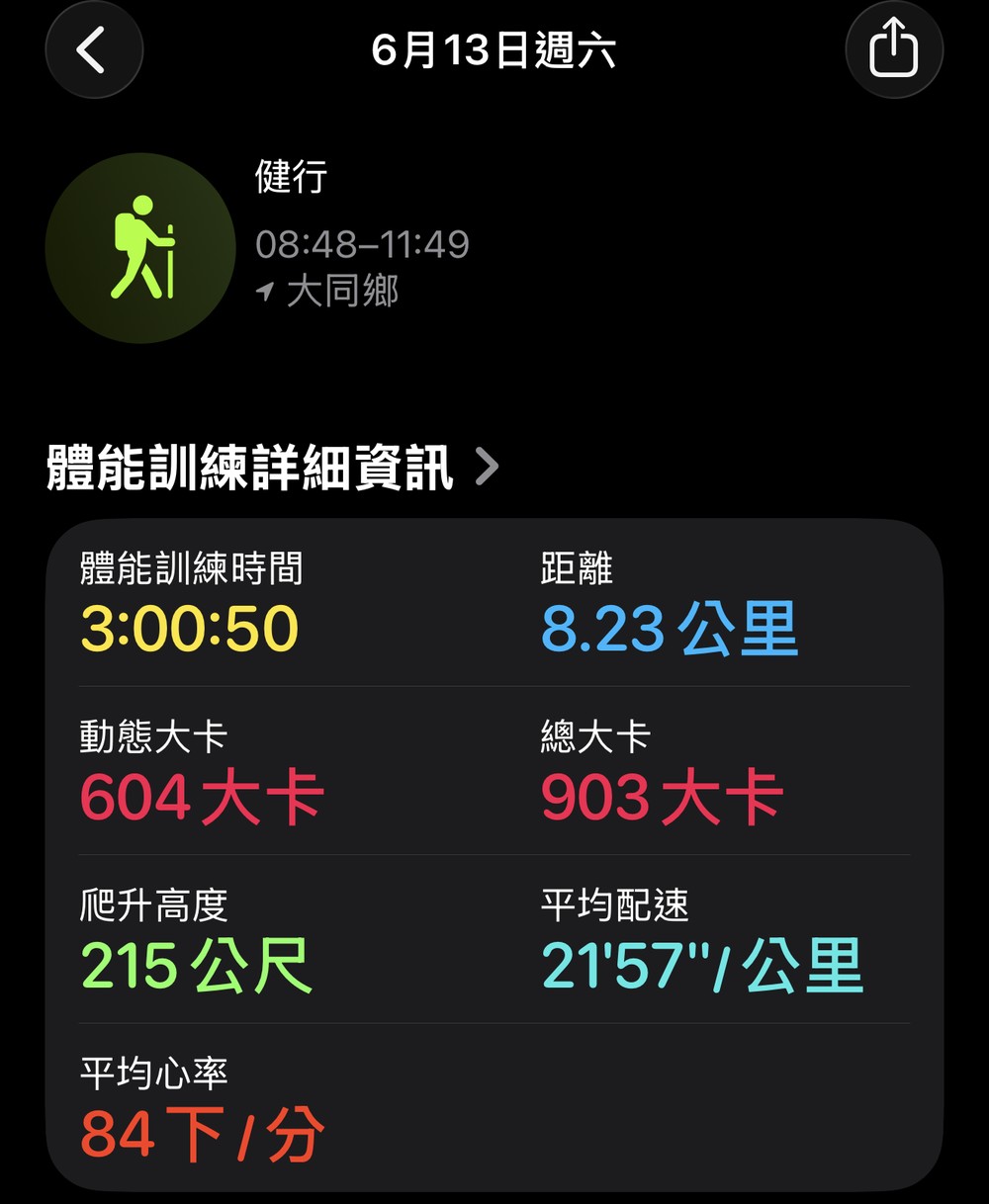 Apple Watch 今日健行數據